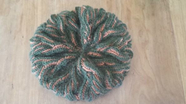 The green is leftover from a sweater Aunt Pythia knitted for her husband years ago, a wool/silk blend.
